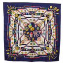 HERMES Carre 90 Scarf Pwlile Mcuin Silk Navy Auth bs36330-1