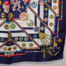HERMES Carre 90 Scarf Pwlile Mcuin Silk Navy Auth bs36330-10