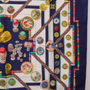 HERMES Carre 90 Scarf Pwlile Mcuin Silk Navy Auth bs36330-7