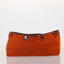 HERMES Herbag Cabas MM Hand Bag Canvas Leather Red Gold Auth bs36333-21