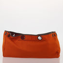 HERMES Herbag Cabas MM Hand Bag Canvas Leather Red Gold Auth bs36333-22
