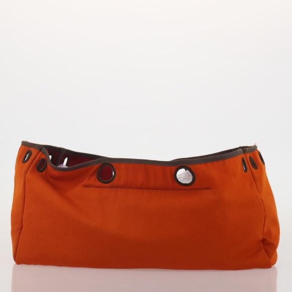 HERMES Herbag Cabas MM Hand Bag Canvas Leather Red Gold Auth bs36333
