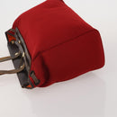 HERMES Herbag Cabas MM Hand Bag Canvas Leather Red Gold Auth bs36333-4