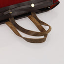 HERMES Herbag Cabas MM Hand Bag Canvas Leather Red Gold Auth bs36333-7