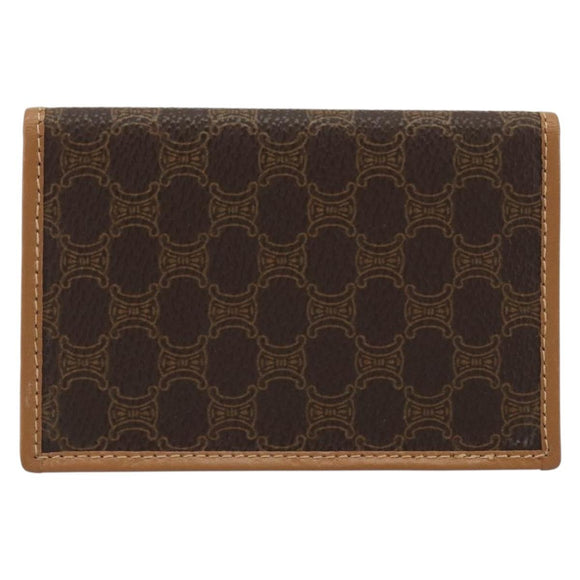 CELINE Macadam Canvas Card Case PVC Leather Brown Auth bs36336V
