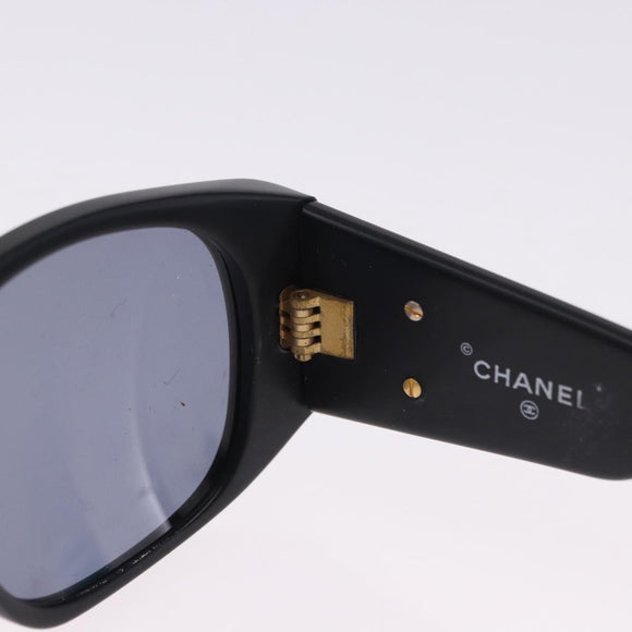 CHANEL Sunglasses Plastic Black Gold CC Auth bs36338