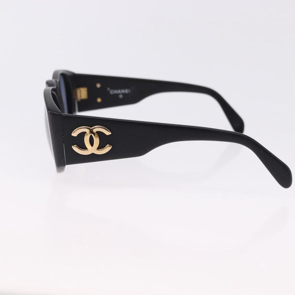 CHANEL Sunglasses Plastic Black Gold CC Auth bs36338