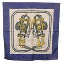 HERMES Carre 90 Scarf BRIDS De GALA Silk Blue Auth bs36346-1