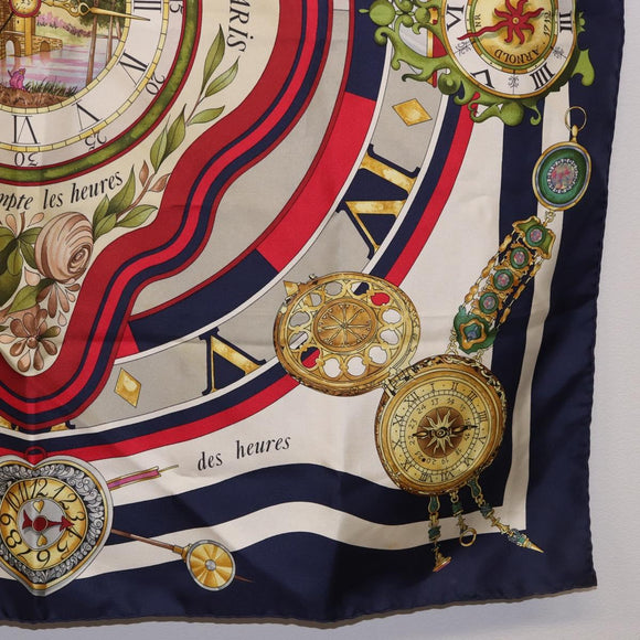 HERMES Carre 90 Scarf Parmi ls Fleurs Je Compte Les Heures Silk Auth bs36347