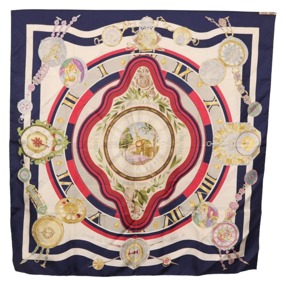 HERMES Carre 90 Scarf Parmi ls Fleurs Je Compte Les Heures Silk Auth bs36347