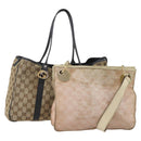 GUCCI GG Canvas Shoulder Bag 2 Set Beige Pink Auth bs36348-1