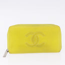 CHANEL Wallet Leather Caviar Skin 3 Set Black Pink Yellow CC Auth bs36349-15