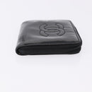 CHANEL Wallet Leather Caviar Skin 3 Set Black Pink Yellow CC Auth bs36349-4