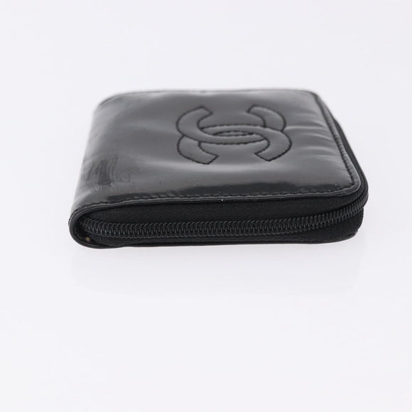 CHANEL Wallet Leather Caviar Skin 3 Set Black Pink Yellow CC Auth bs36349