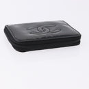 CHANEL Wallet Leather Caviar Skin 3 Set Black Pink Yellow CC Auth bs36349-5