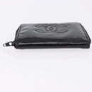 CHANEL Wallet Leather Caviar Skin 3 Set Black Pink Yellow CC Auth bs36349-6