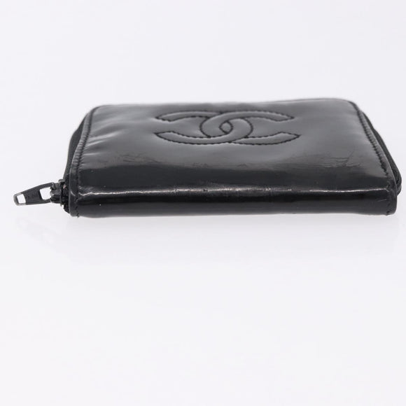 CHANEL Wallet Leather Caviar Skin 3 Set Black Pink Yellow CC Auth bs36349