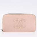 CHANEL Wallet Leather Caviar Skin 3 Set Black Pink Yellow CC Auth bs36349-8
