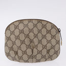 GUCCI GG Supreme Web Sherry Line Clutch Bag PVC 2 Set Beige Auth bs36351-10