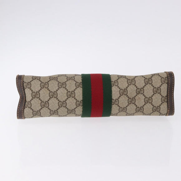 GUCCI GG Supreme Web Sherry Line Clutch Bag PVC 2 Set Beige Auth bs36351