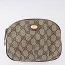 GUCCI GG Supreme Web Sherry Line Clutch Bag PVC 2 Set Beige Auth bs36351-9