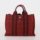 HERMES Hand Bag Canvas 2 Set Red Black Auth bs36352-10