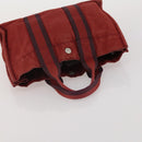 HERMES Hand Bag Canvas 2 Set Red Black Auth bs36352-13