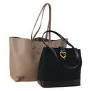 SAINT LAURENT Hand Bag Leather Canvas 2 Set Black Beige Auth bs36353-1