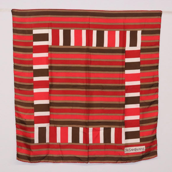 LOEWE Christian Dior Saint Laurent Scarf Silk 4 Set Red Navy Brown Auth bs36356