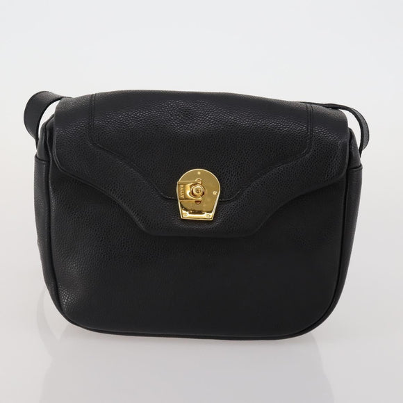 BALLY Shoulder Bag Leather PVC 4 Set Black Green Auth bs36357