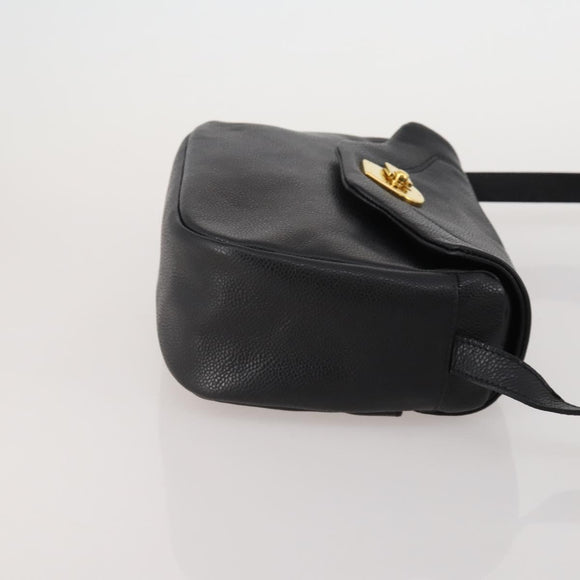 BALLY Shoulder Bag Leather PVC 4 Set Black Green Auth bs36357