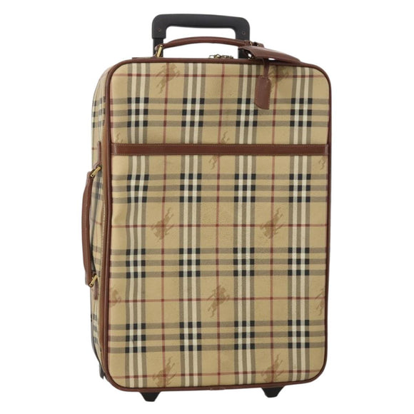 BURBERRY Nova Check Carry Case PVC Beige Gold Auth bs36358
