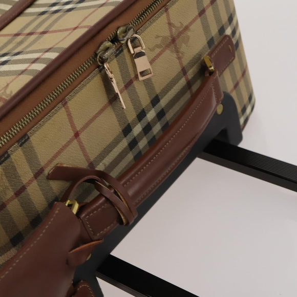 BURBERRY Nova Check Carry Case PVC Beige Gold Auth bs36358