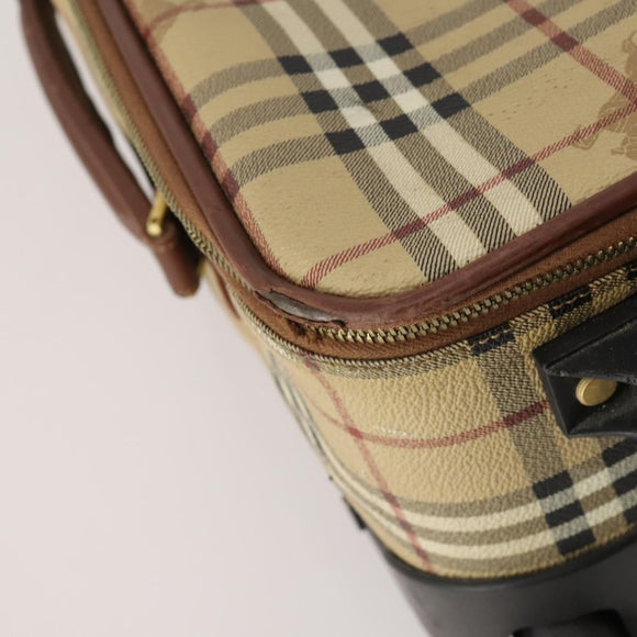 BURBERRY Nova Check Carry Case PVC Beige Gold Auth bs36358