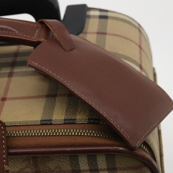 BURBERRY Nova Check Carry Case PVC Beige Gold Auth bs36358