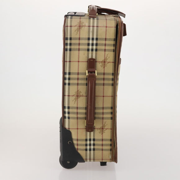 BURBERRY Nova Check Carry Case PVC Beige Gold Auth bs36358
