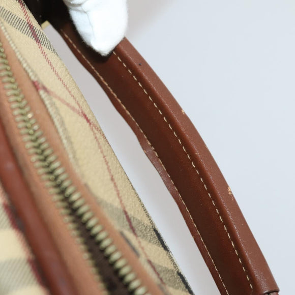 BURBERRY Nova Check Carry Case PVC Beige Gold Auth bs36358