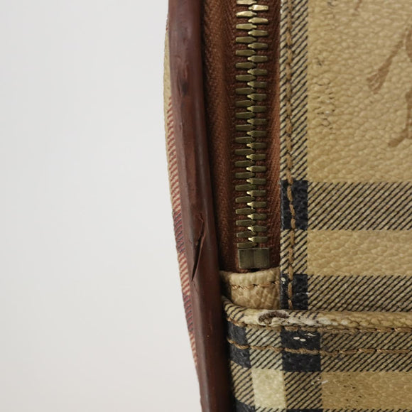 BURBERRY Nova Check Carry Case PVC Beige Gold Auth bs36358