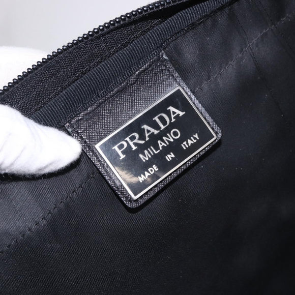 PRADA Garment Cover Nylon Black Silver Auth bs36359