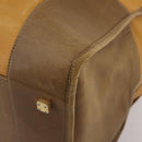 LOEWE Boston Bag Leather Beige Gold Auth bs36360-10