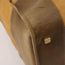 LOEWE Boston Bag Leather Beige Gold Auth bs36360-14