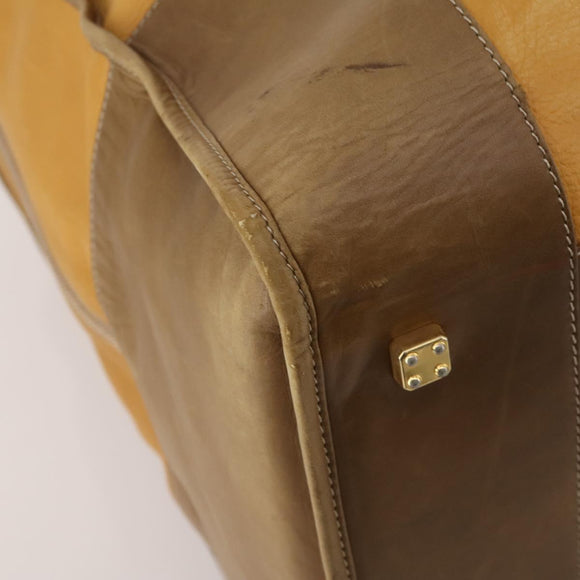 LOEWE Boston Bag Leather Beige Gold Auth bs36360