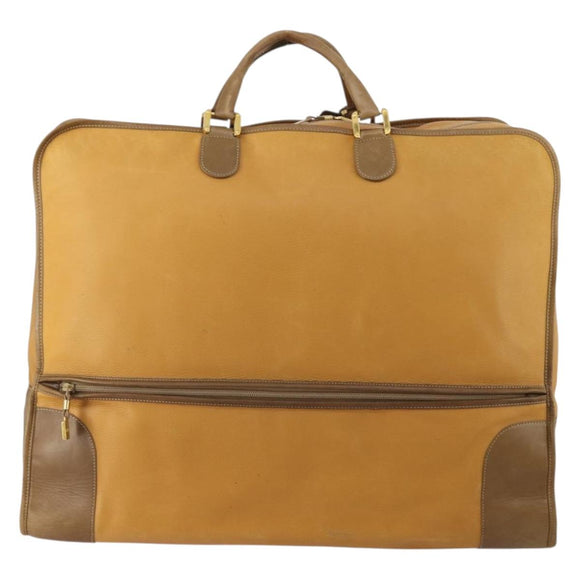 LOEWE Boston Bag Leather Beige Gold Auth bs36360