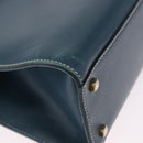Salvatore Ferragamo Gancini Hand Bag Leather Blue Gold Auth bs36361-9