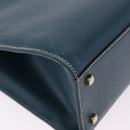 Salvatore Ferragamo Gancini Hand Bag Leather Blue Gold Auth bs36361-15