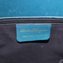 Salvatore Ferragamo Gancini Hand Bag Leather Blue Gold Auth bs36361-11
