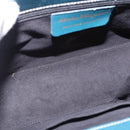 Salvatore Ferragamo Gancini Hand Bag Leather Blue Gold Auth bs36361-10
