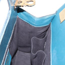 Salvatore Ferragamo Gancini Hand Bag Leather Blue Gold Auth bs36361-19