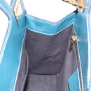 Salvatore Ferragamo Gancini Hand Bag Leather Blue Gold Auth bs36361-20