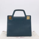 Salvatore Ferragamo Gancini Hand Bag Leather Blue Gold Auth bs36361-12